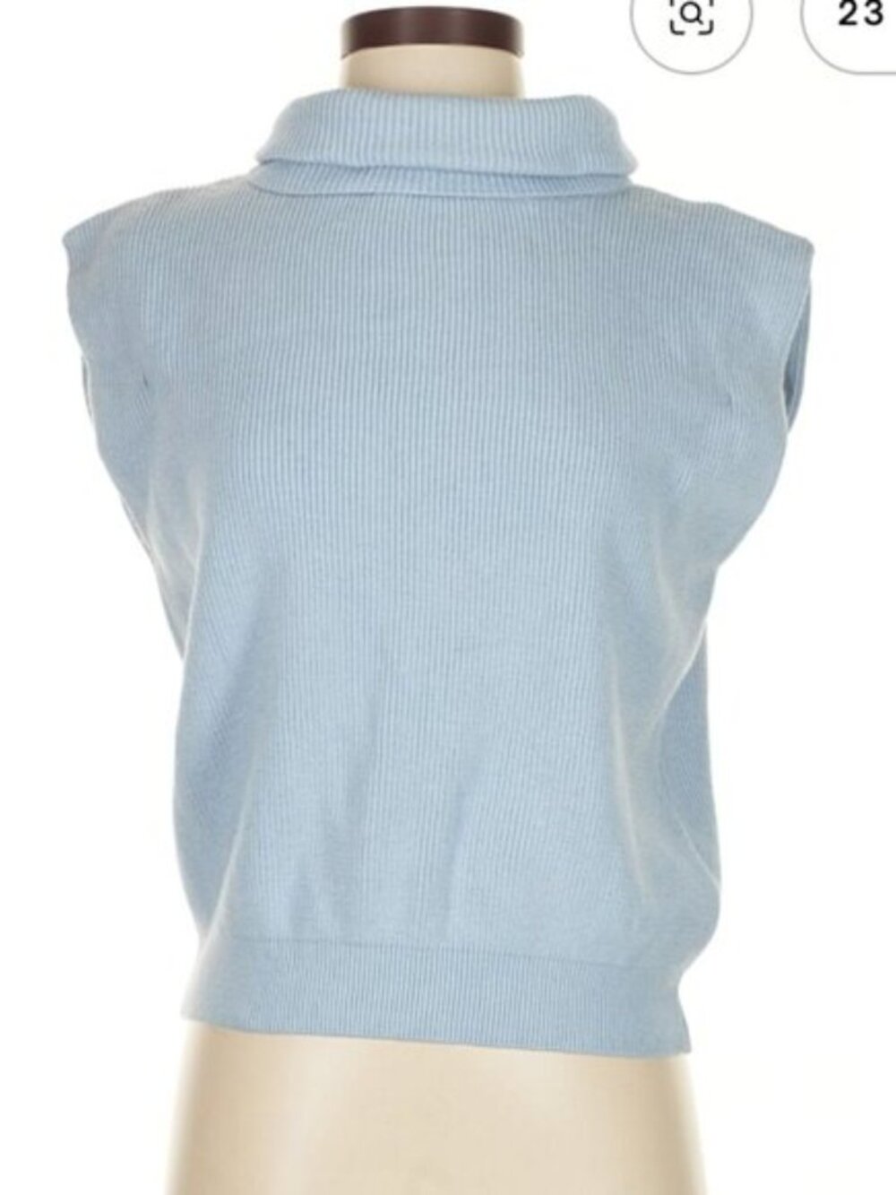 Maeve Light Blue Sleeveless Cowl Neck Sweater